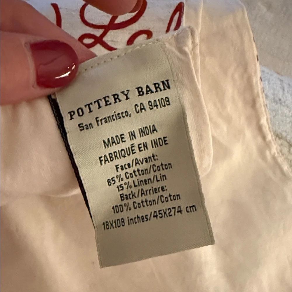 Pottery Barn Red and Cream Table Runner - Picture 2 of 4